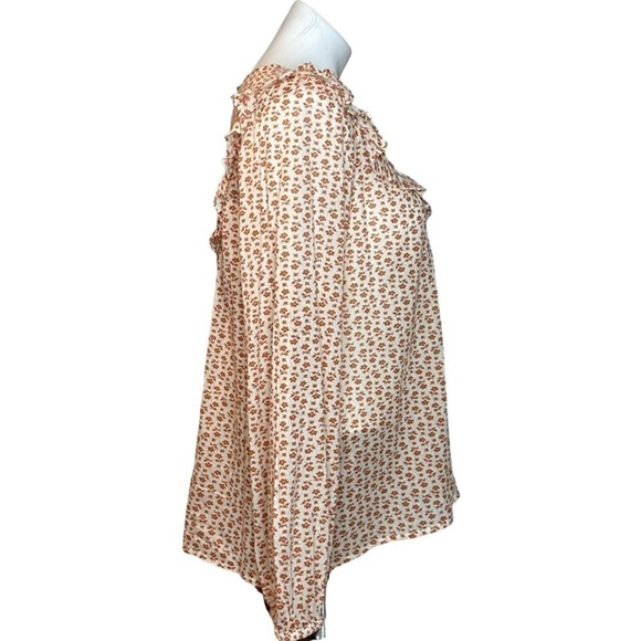 Madewell Ruffle Yoke Prairie Top in Cutout Blooms Long Sleeve Blouse, size L - Picture 8 of 13
